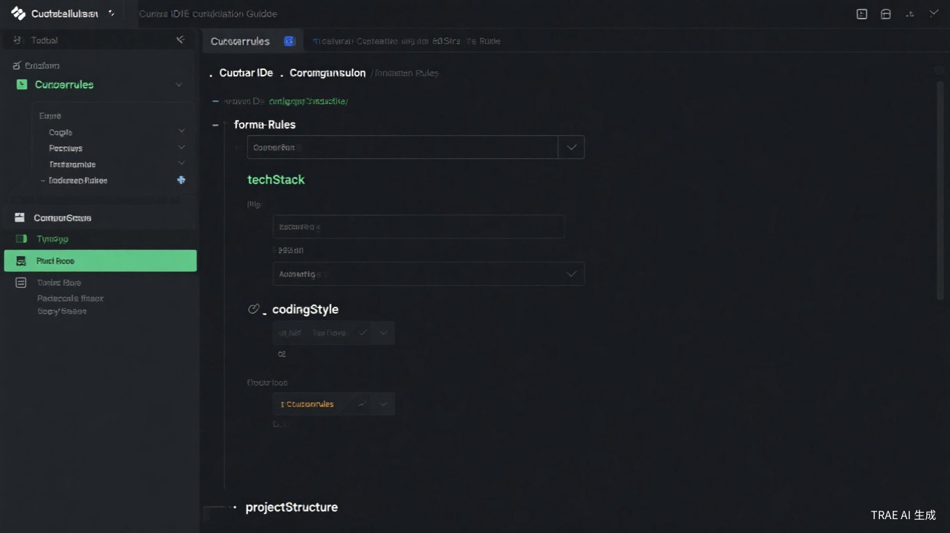 Cursor Rules Einstellungsfenster mit der Konfiguration von Rules for AI