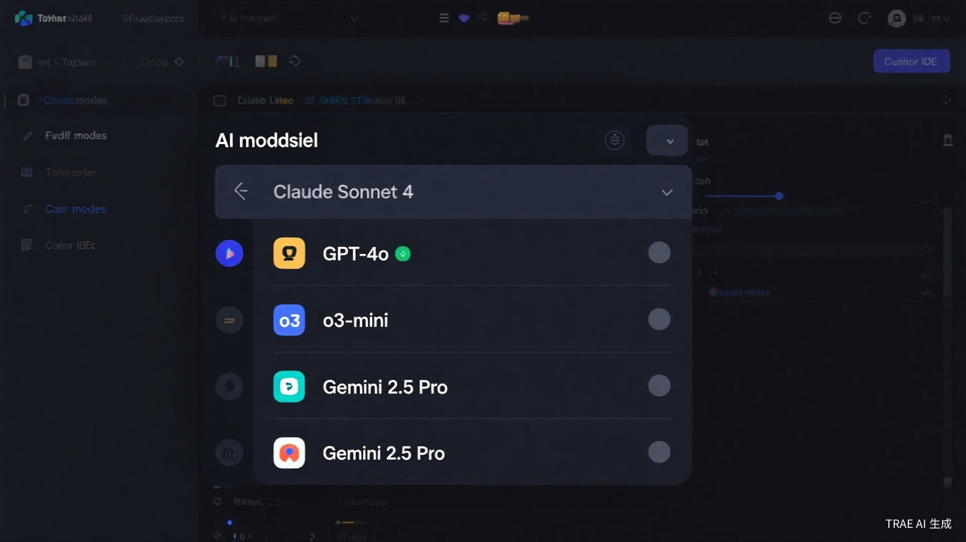 Menu suspenso de modelos no painel de chat do Cursor
